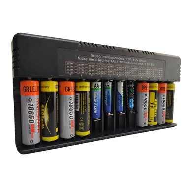CARGADOR PILAS BATERIAS RECARGABLES 12 PUESTPOS AA AAA 18650 26650 SANTOFA ELECTRONICS - 4