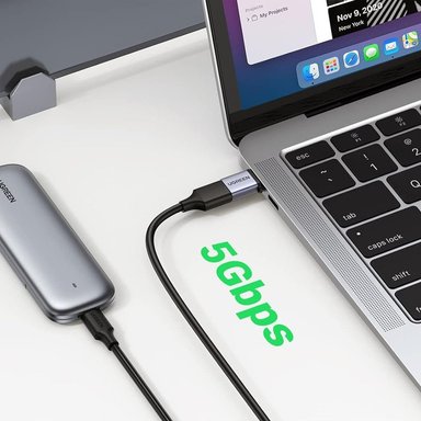 ADAPTADOR 1 PUERTO UGREEN MINI OTG USB TIPO C MACHO A USB 3.0 HEMBRA 5GBPS - 4