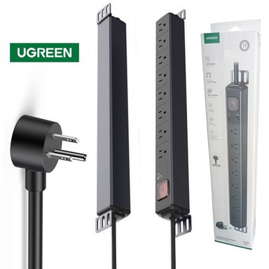 EXTENSIÓN TOMACORRIENTE UGREEN 25354 125 V 8 SALIDAS CABLE DE 1.80M RACK REGLA 1875W 15A PDU SANTOFA ELECTRONICS