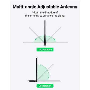 ADAPTADOR UGREEN 90339 ANTENA USB WIFI INALAMRICO AC650 DOBLE BANDA 6DBI SANTOFA ELECTRONICS - 2