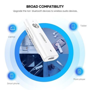 ADAPTADOR UGREEN 40854 RECEPTOR BLUETOOTH 5.0 HIFI WIRELESS 3.5MM AUX AUDIO SANTOFA ELECTRONICS - 3