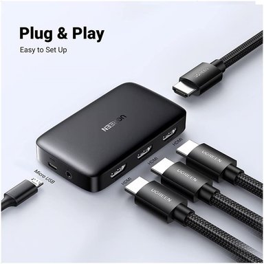 SWITCH UGREEN 80125 HDMI 3 PUERTOS 4K 30 HZ 3D HDR CONTROL HDCP 1.4 SANTOFA ELECTRONICS - 3