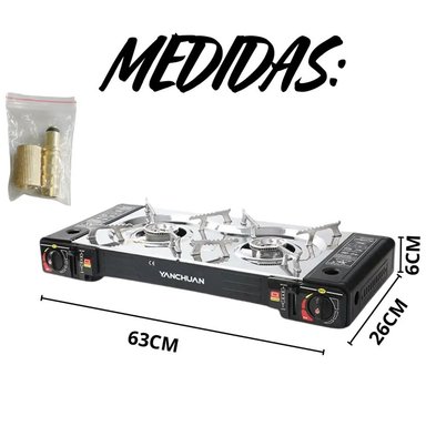 COCINA A GAS GENERAL BDZ-2X168 BUTANO PORTÁTIL 2 HORNILLAS 2 EN 1 CAMPING SANTOFA ELECTRONICS - 3
