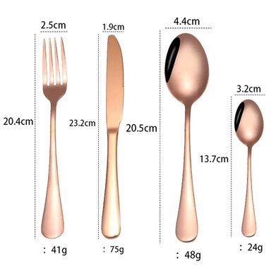 SET DE CUBIERTOS ACERO INOXIDABLE 304 BRONCE 32 PIEZAS PULIDO ESPEJO SANTOFA ELECTRONICS S1759