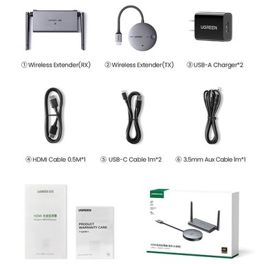 PARLANTE UGREEN EXTENDER HDMI VGA INALAMBRICO 50 METROS 60HZ 4K 5GHZ SANTOFA ELECTRONICS - 6