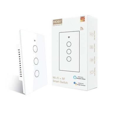 INTERRUPTOR XLD01 3 TOMAS INTELIGENTE WIFI CONTROL VOZ ALEXA GOOGLE TUYA SANTOFA ELECTRONICS BLANCO