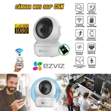 CÁMARA IP ROBÓTICA C6N FULL HD 1920X1080 SEGURIDAD EZVIZ 1080P WIFI VISIÓN NOCTURNA 360 GRADOS SANTOFA ELECTRONICS - 1
