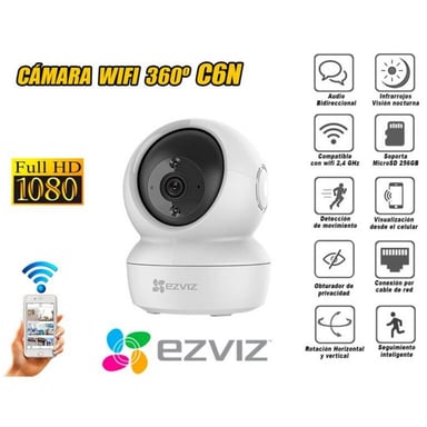 CÁMARA IP ROBÓTICA C6N FULL HD 1920X1080 SEGURIDAD EZVIZ 1080P WIFI VISIÓN NOCTURNA 360 GRADOS SANTOFA ELECTRONICS - 6