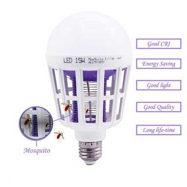 FOCO MATA MOSQUITOS LED LUZ BLANCA 15W ULTRAVIOLETA E27 SANTOFA ELECTRONICS S1373 - 5