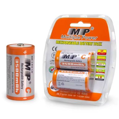 2 BATERÍAS NIMH RECARGABLE TIPO C PILAS 1.2V 3500MAH MP MEDIANA SANTOFA ELECTRONICS S1808