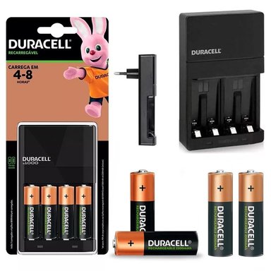 KIT CARGADOR DE PILAS AA RECARGABLES DURACELL + 4 BATERÍAS AA 2500MAH SANTOFA ELECTRONICS S1842