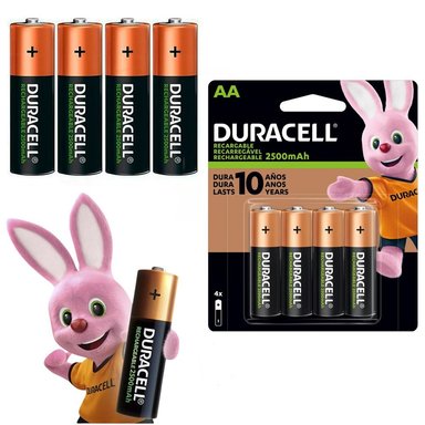 PILAS AA RECARGABLES DURACELL 2500MAH BLISTER X 4 UNIDADES BATERÍAS SANTOFA ELECTRONICS S1845