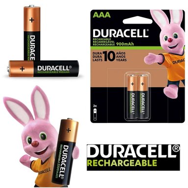 PILAS AAA RECARGABLES DURACELL 900MAH BLISTER X 2 UNIDADES BATERÍAS SANTOFA ELECTRONICS S1846
