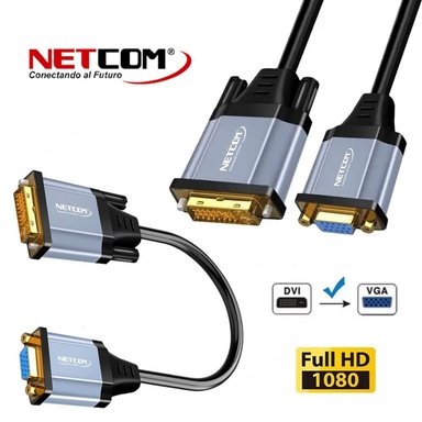 ADAPTADOR CONVERTIDOR DVI D 24+1 A VGA ACTIVO NETCOM CABLE PVC SANTOFA ELECTRONICS S1852 - 1