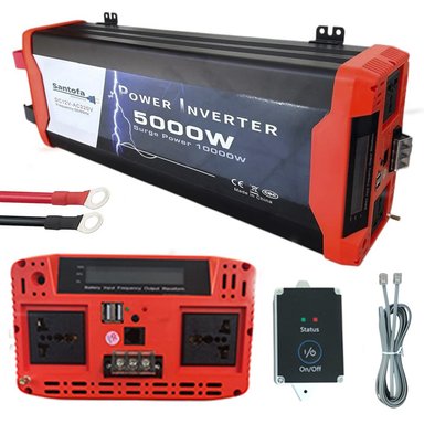 INVERSOR DE CORRIENTE 12VA220V 5000W 2USB 2SOCKETS ONDA PURA SANTOFA ELECTRONICS S1880 - 5