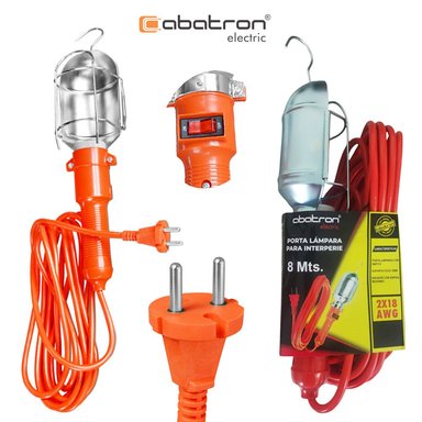 LUZ DE TRABAJO CON PROTECTOR DE METAL 8 METROS ABATRON 18 AWG SWITCH SANTOFA ELECTRONICS S1876