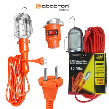LUZ DE TRABAJO CON PROTECTOR DE METAL 15 METROS ABATRON 18 AWG SWITCH SANTOFA ELECTRONICS S1877
