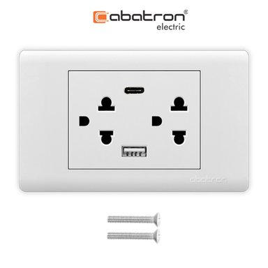 TOMACORRIENTE TIERRA MAS TOMA DOBLE USB PLACA ABATRON SANTOFA ELECTRONICS S1879