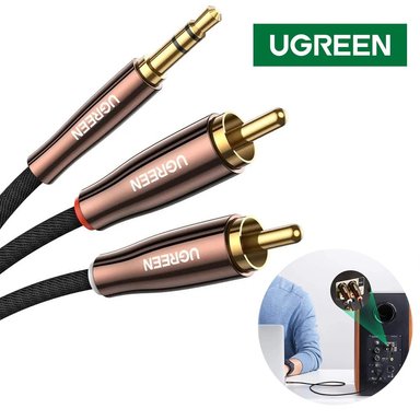 CABLE DE AUDIO PLUG 3.5MM A 2 RCA MACHO 2 METROS UGREEN SANTOFA ELECTRONICS S1883 - 1