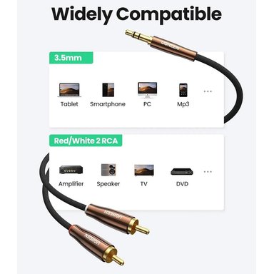 CABLE DE AUDIO PLUG 3.5MM A 2 RCA MACHO 2 METROS UGREEN SANTOFA ELECTRONICS S1883 - 4