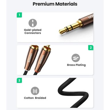 CABLE DE AUDIO PLUG 3.5MM A 2 RCA MACHO 2 METROS UGREEN SANTOFA ELECTRONICS S1883 - 5