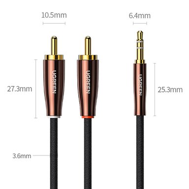 CABLE DE AUDIO PLUG 3.5MM A 2 RCA MACHO 2 METROS UGREEN SANTOFA ELECTRONICS S1883 - 6
