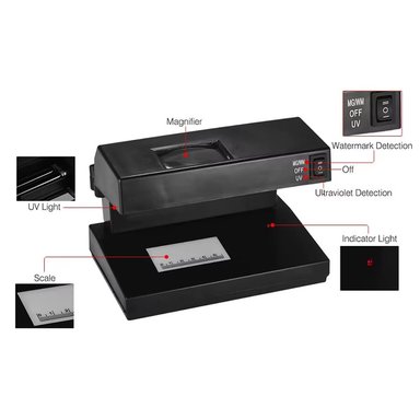 DETECTOR DE BILLETES FALSOS AD-2138 CON LUZ UV Y LUPA SOLES DÓLARES Y EUROS SANTOFA ELECTRONICS S1989 - 6