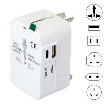 ADAPTADOR INTERNACIONAL ENCHUFE UNIVERSAL VIAJERO 110V 220V + 1 USB + 1 TIPO C S2011SANTOFA ELECTRONICS - 4
