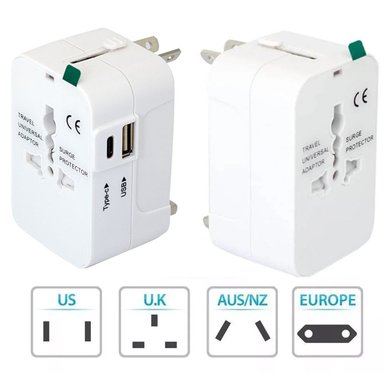 ADAPTADOR INTERNACIONAL ENCHUFE UNIVERSAL VIAJERO 110V 220V + 1 USB + 1 TIPO C S2011SANTOFA ELECTRONICS - 5