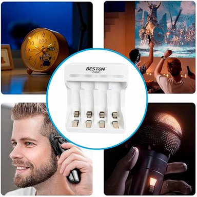 KIT CARGADOR INTELIGENTE DE PILAS + 4AA NI-MH 4 PUESTOS SANTOFA ELECTRONICS S2020 - 5