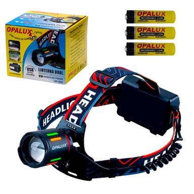 LINTERNA FRONTAL RECARGABLE OPALUX 10W DUAL CON ZOOM  7 MODOS  18650 IPX3 SANTOFA ELECTRONICS S2034 - 4