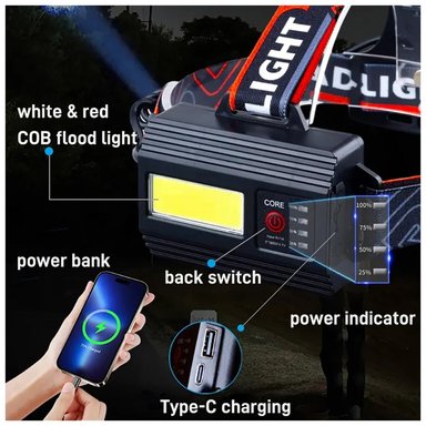 LINTERNA FRONTAL RECARGABLE OPALUX 10W DUAL CON ZOOM  7 MODOS  18650 IPX3 SANTOFA ELECTRONICS S2034 - 9