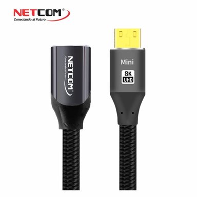 CABLE ADAPTADOR CONVERTIDOR MINI HDMI A HDMI HEMBRA 8K 60HZ NETCOM 4K 120HZ ALTA VELOCIDAD 48GBPS SANTOFA ELECTRONICS S2060 - 2