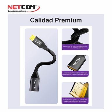 CABLE ADAPTADOR CONVERTIDOR MINI HDMI A HDMI HEMBRA 8K 60HZ NETCOM 4K 120HZ ALTA VELOCIDAD 48GBPS SANTOFA ELECTRONICS S2060 - 5