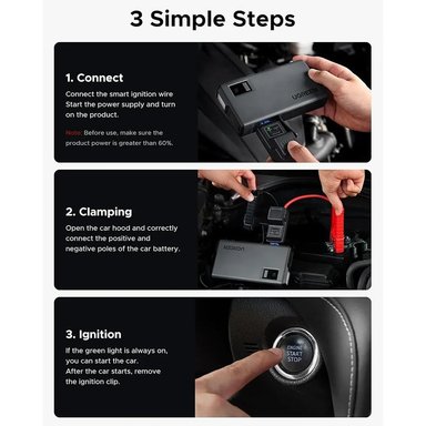 ARRANCADOR DE BATERÍA PARA AUTO UGREEN 1000A CON POWER BANK Y LUZ LED (12000MAH) SANTOFA ELECTRONICS S2094 - 5