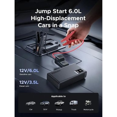 ARRANCADOR DE BATERÍA PARA AUTO UGREEN 1000A CON POWER BANK Y LUZ LED (12000MAH) SANTOFA ELECTRONICS S2094 - 7