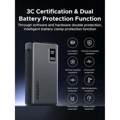ARRANCADOR DE BATERÍA PARA AUTO UGREEN 1000A CON POWER BANK Y LUZ LED (12000MAH) SANTOFA ELECTRONICS S2094 - 8