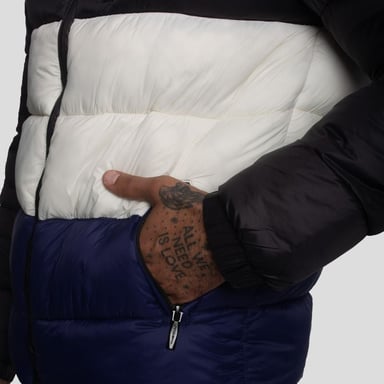 CASACA PUFFER TRICOLOR-REPELENTE AL AGUA Y CORTAVIENTO CON CAPUCHA CONVERTIBLE CON CIERRE - 4