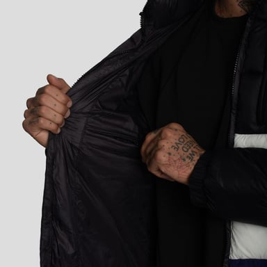 CASACA PUFFER TRICOLOR-REPELENTE AL AGUA Y CORTAVIENTO CON CAPUCHA CONVERTIBLE CON CIERRE - 6