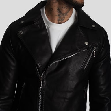 CASACA BIKER EN ECO-CUERO – SOLAPA ASIMÉTRICA ESTILO BIKER - 2