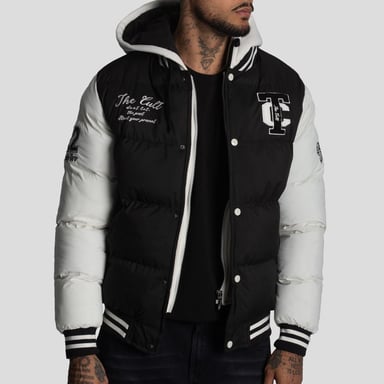 CASACA VARSITY PUFFER BLOCK COLOR CON CAPUCHA - 1