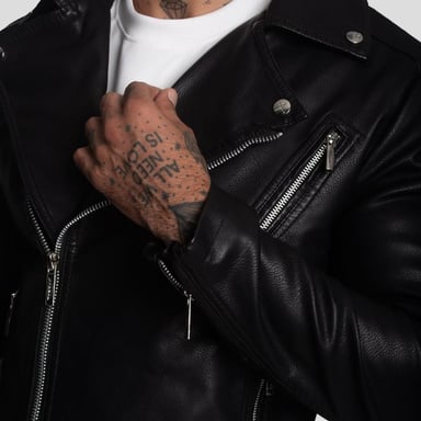 CASACA BIKER EN ECO-CUERO – SOLAPA ASIMÉTRICA ESTILO BIKER - 5
