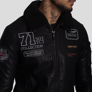 CASACA AVIADOR EN ECO CUERO CON CUELLO DE PIEL DE BORREGO CONVERTIBLE-IDEAL PARA CLIMAS FRIOS - 3