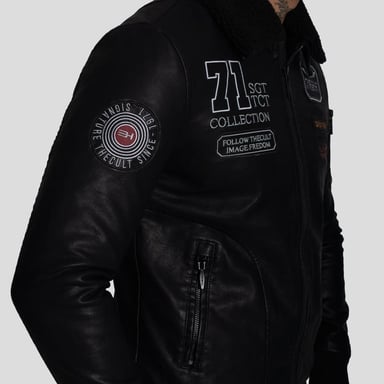 CASACA AVIADOR EN ECO CUERO CON CUELLO DE PIEL DE BORREGO CONVERTIBLE-IDEAL PARA CLIMAS FRIOS - 4