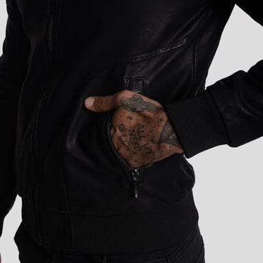 CASACA AVIADOR EN ECO CUERO CON CUELLO DE PIEL DE BORREGO CONVERTIBLE-IDEAL PARA CLIMAS FRIOS - 5