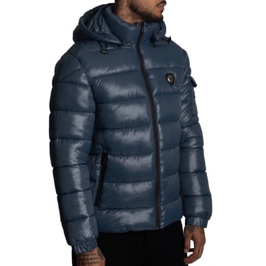 CASACA PUFFER DE NYLON REPELENTE AL AGUA Y CORTAVIENTO CON CAPUCHA CONVERTIBLE CON CIERRE - 1