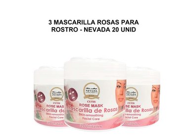 3 MASCARILLA ROSAS PARA ROSTRO - NEVADA 20 UNID