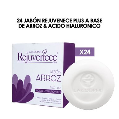 JABÓN ROSTRO Y CUELLO 24 UNIDADES REJUVENECE PLUS A BASE ARROZ Y ACIDO HIALURONICO - 1