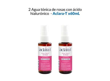 PACK 2 TRATAMIENTO FACIAL ACLARA-T AGUA TONICA ROSAS ACIDO HIALURONICO 60 ML