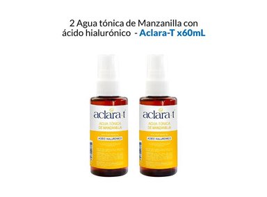 PACK 2 TRATAMIENTO FACIAL ACLARA-T AGUA TONICA MANZANILLA ACIDO HIALURONICO 60 ML